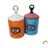 Bottles Jars Lovely Design Big Eyes Jar Hands With Lids Ceramic Decorative Cans Candle Holder Storage Home Box For Makeup Drop Del Dhayi