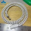 Design hiphop smycken 8-20mm 925 Sterling Silver Micro Paled VVS Moissanite Iced Out Cuban Link Chain Necklace