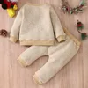 Kleidung Sets Winter Baby Kleidung Jungen Set 2 Stück Stickerei Deer Langarm Tops Hosen Warme Weiche Mädchen 024M 231013