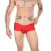 Slips Zipper Low Rise Boxer Slips Hommes Faux Cuir Shorts Bulge Poche Mâle Sexy Culotte Taille Élastique Troncs