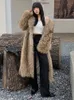 Women's Wool Blends Luxury Clothes Winter Importerad Raccoon Fur Coat Xlong Natural Fluffy Jacket Ladies Fashion Streetwear 231013