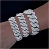 Bracelets de charme Bracelets de charme 8mm-25mm Pass Testeur de diamant 925 Sterling Sier Fl Vvs Moissanite glacé Lien cubain Bracelet de cheville Bracelet Soutien-gorge Dhcvk