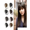 Bangs 100 Human Hair Hand Tied Fringe Hairpiece Clip In Air With Temple For Women6494420 Drop Delivery Products Extensions Dhy41