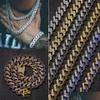 Catene 15Mm 6 Colori Collana a catena a maglia cubana per uomo Oro personalizzato Sier Hip Hop Bling Diamond Miami Rapper Bijoux Catene da uomo Gr Dhzby