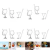 Copos de vinho Único Cocktail Glass Glasre Champagne Cup Café Gelado com Construído em St Goblet para Home Family Bar Drop Delivery Garden K Dheq2