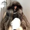Futro dla kobiet sztuczne kobiety prawdziwy płaszcz z okapem zagęszcza ciepło luksusowe zimowe płaszcze pett naturalne damskie kurtka oryginalna 231013