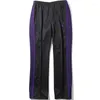 Pantalons pour hommes Aiguilles Arrivée Pantalon en coton noir Papillon Broderie Purple Sangle Track Stripe Oversize Hommes Femmes Pantalons de survêtement