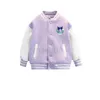 Manteau en duvet filles contraste Alphabet dessin animé lâche simple boutonnage Sweat Varsity vestes école enfants manteaux de piste tenue enfant hauts 5-16 ans J231013