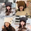 BeanieSkull Caps Women Solid Color Knitted Cute Bear Ears Wool Hat Adult Soft Plush Thicken Outdoor Ear Protection for Warmth Female 231013