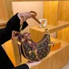 Легкая роскошная сумка подмышки с цепочкой и принтом, новинка 2023 года, высококачественная женская сумка на одно плечо, маленький дизайн, универсальный Crescent9836
