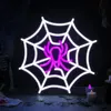 1pc Spider Web Neon Sign 12.99*12.99inch Glow Wall Art Decor Halloween Led Sign Neon Lamp, USB Powered For Halloween Wedding Birthday Ceremony Party Decoration