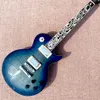 Guitare électrique Standard, incrustation d'ormeau, cercle bleu, érable tigre, reliure de frettes supérieures, pont Tune-O-Matic, livraison gratuite