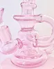 Nexus Pink Glass Bongs Doppelrecycler Perc Glaswasserrohröl mit Kuppel und Nagel 14 mm Gelenk