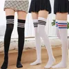 Sexy Socken Sexy Schwarz Weiß Frauen Lange Socken Über Knie Oberschenkel Hohe Soild Farbe Akademischen Stil Strümpfe Lolita Damen Mädchen Warm GestreiftenL2310/9