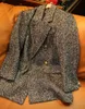Damenanzüge, Blazer, Blazer, Woll- und Polyestermischung, klassisches Design, Taschen, Einzelknopf, Damenmantel, Vintage-Mode, 231013