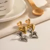 Hoop Earrings Heart Stainless Steel Bright Smooth Metal Waterproof Fashion Gold Color Charm Lovely Drop Earring Jewelry Gift