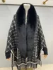 Women's Fur Faux Women Winter Real Trim Pashmina Shawl Poncho Cape Coat 231013