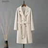 Cappotto da donna in misto lana soprabito in lana double face Donna Autunno Inverno Ispessimento Ulster manica intera tinta unita alla moda elegante giacca sopra il ginocchioL231014