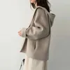Manteau en laine à capuche pour femmes, mélange court, Version coréenne, ample, couleur unie, mode décontractée, veste assortie avec tout, printemps automne, 231013