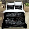 Conjuntos de cama Motocicletas Conjunto 3D Impressão Retro Motocicleta Decoração de Casa Menino Menina King Size Quilt Cover Fronhas