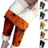 Legginsy damskie jesień/zima Halloween wydrukowane ciepłe ciasne spodnie śnieżne damskie Długie wełniane mężczyźni