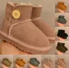 Hot Selling Australia Australian Suede Warm Boots Kid Infant Toddler Low Platform Mini Snow Winter Fur Shearling fodrade ankelstövlar Fluff Furry Satin Bootie 25