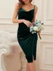 Partykleider Damen Spaghettiträger Elegantes Abendkleid Wasserfallausschnitt Kurzer Abschlussball Halbformelles Kleid Sexy Schlitz