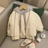 Para baixo casaco moda bebê menina menino pu jaqueta de couro com capuz inverno infantil criança crianças casaco de couro moda chaqueta roupas grossas 1-10y j231013