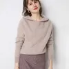Kvinnors tröjor Fashion Mink Cashmere Wool Sweater Warm Knit Topps Kvinna Långärmad design Huven Neck F2606