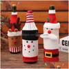 Décorations de Noël Bouteille de vin Er Set Sacs tissés Santa Snowman pour fête Table de dîner Cadeaux Drop Livraison Maison Jardin Festiv Dhhuc