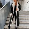 Trenchs de femmes WYBLZ col rabattu veste en cuir PU femmes long manteau automne hiver épais chaud vêtements d'extérieur solide ceinture streetwear