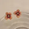 Boucles d'oreilles KOUDOUN plante résine femmes classique main dégradé rose violet chaîne petites fleurs belle femme bijoux cadeau