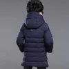 Para baixo casaco 2023 tamanho grande adolescente grosso quente inverno meninos jaqueta 2 cores pesado estilo longo com capuz outerwear para menino crianças blusão casaco j231013