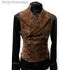 Gilets pour hommes Hommes gothique Steampunk velours gilet rétro médiéval victorien gilet hommes col montant double boutonnage scène cosplay bal comel231014