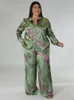エスニック服2ピースセットアフリカ服アフリカのダシキファッションフラワープリントスーツトップアンドズボンパンツパーティー衣装231013