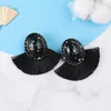 Dangle Earrings KAIDUODUO Bohemian Long Tassel Drop For Women 2023 Vintage Round Scalloped Boho Metal Black Color Jewelry