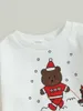 Rompers Cute Toddler Christmas Outfit Santa Claus Print Long Sleeve Romper Baby Boy Girl Winter Clothes Festive Jumpsuit