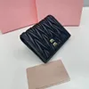 Designer Sweet Luxury Card Bag Women's Letter Pleated Sheepskin M Letter Solid Color Purse New Clip Mini Multi-Tica Euro-American Style