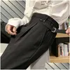 Men'S Pants Mens Pants Solid Color Suit Men Fashion Business Society Dress Korean Loose Straight Office Formal Trousers 221117 Apparel Dhqya