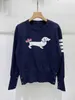 Tb Puppy Pullover Sweater Dames Thom College Streep Ronde Hals Wollen Top Met Lange Mouwen Leeftijdsreductie