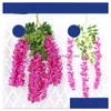 Couronnes de fleurs décoratives Lierre artificiel Fleur de soie Wisteria Vigne Rotin pour centres de table de mariage Décorations Bouquet Garland Ho Dhplm