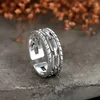 Cluster Rings Twist Punk Vintage Chunky Adjustable Thai Silver Color Ring For Women Mens Korean Trendy Simple Tibetan Jewelry Gifts S-R2192