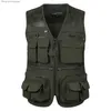 Men's Vests Men's Vest Tactical Webbed Gear Coat Summer Photographer Waistcoat Tool Many Pocket Mesh Work Sleeveless JacketL231014