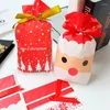 Decorações de Natal Feliz Presente Sacos Papai Noel Elk Xmas Tree Candy para Home Navidad 2023 Ano Festa