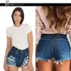 Kvinnors shorts kvinnor jeans flickor denim mini rippade mid-midjare baksäcken öppning 2022 sommar plus size sexy lady kläder shor236n
