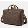 Aktentaschen Vintage Crazy Horse Leder Aktentasche Business Tasche Große Büro Männlich 17 "Laptop Dokument Datei M160