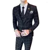Men's Suits 2023 High Quality Handsome English Plaid Men (suit Vest Trousers) Korean Slim Suit Three-piece Business Casual Set