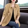 Blouses pour femmes 2023 printemps et automne mode Simple décontracté ample revers panneau poche à manches longues solide surdimensionné chemise manteau