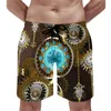 Men's Shorts Summer Gym Retro Steampunk Sportswear Golden Butterflies Graphic Beach Short Pants Casual Quick Drying Swimming Trunks