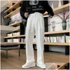 Men'S Pants Mens Pants Solid Color Suit Men Fashion Business Society Dress Korean Loose Straight Office Formal Trousers 221117 Apparel Dhqya